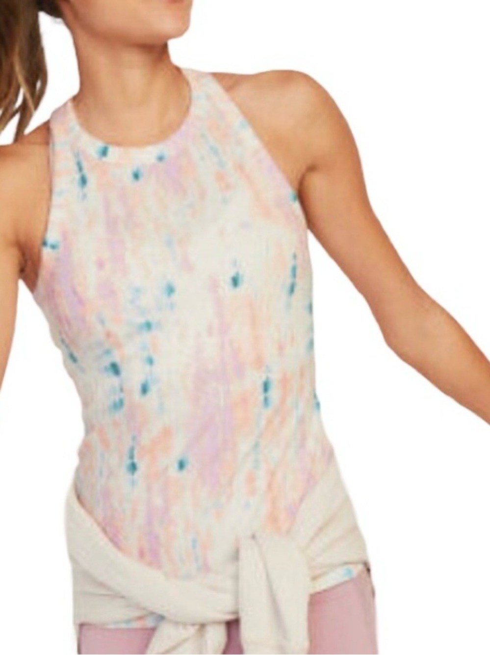 Old Navy Active UltraLite Pastel Tie Dye Ribbed Racerback Tank Top M